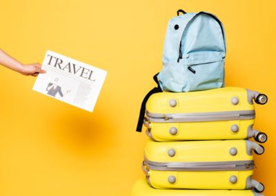 Travel with Bookbag and Suitcases